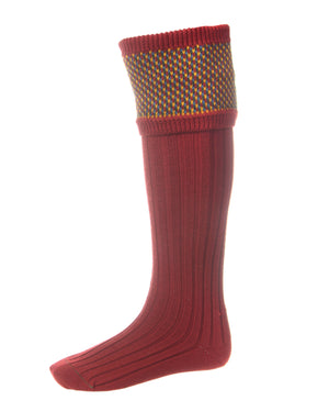 Tayside shooting sock Brick Red With Garters