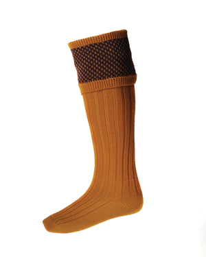 Tayside Shooting Socks With Garters in Ochre