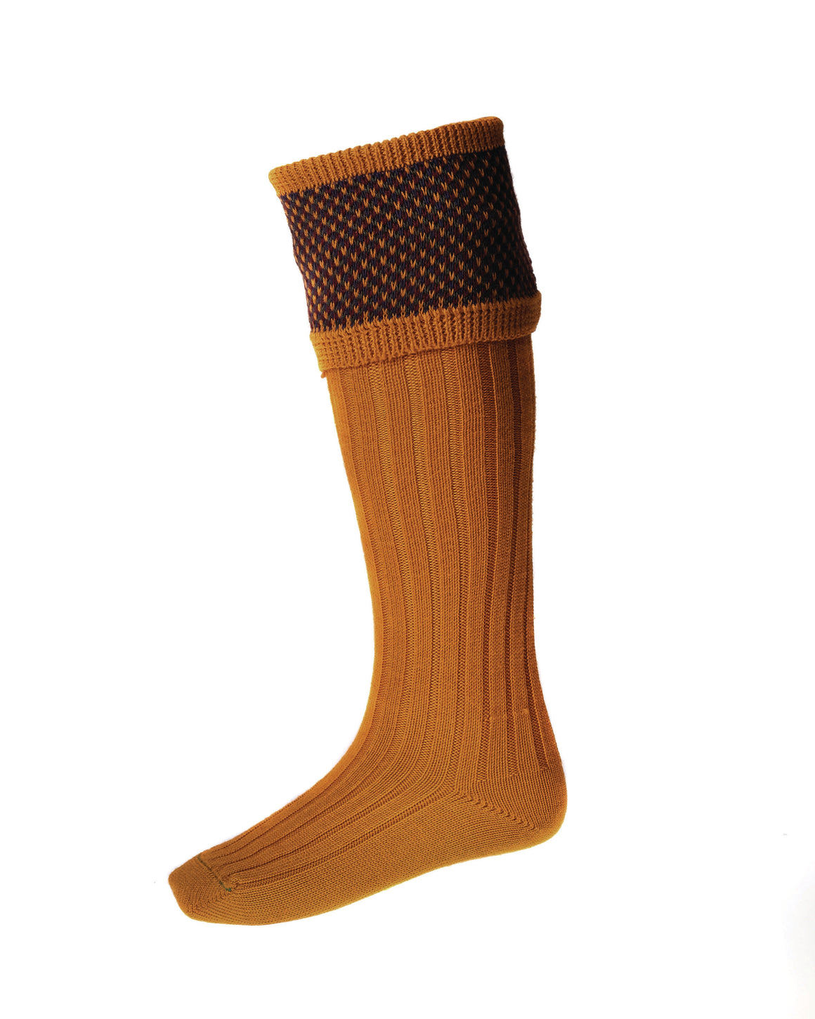 Tayside Shooting Socks With Garters in Ochre